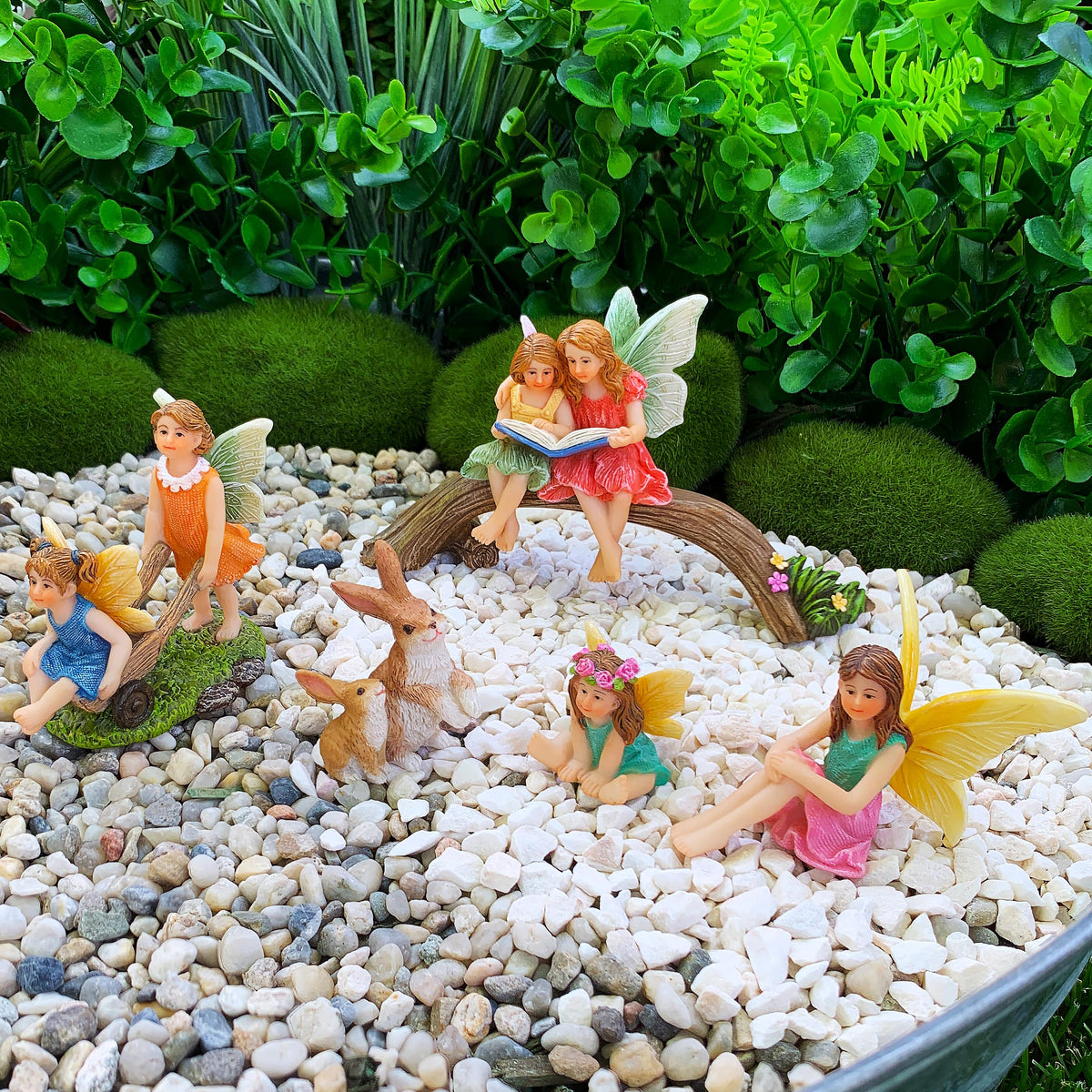 Mood Lab Fairy Garden Figurines sun-protective coating keeps colors vibrant outdoors