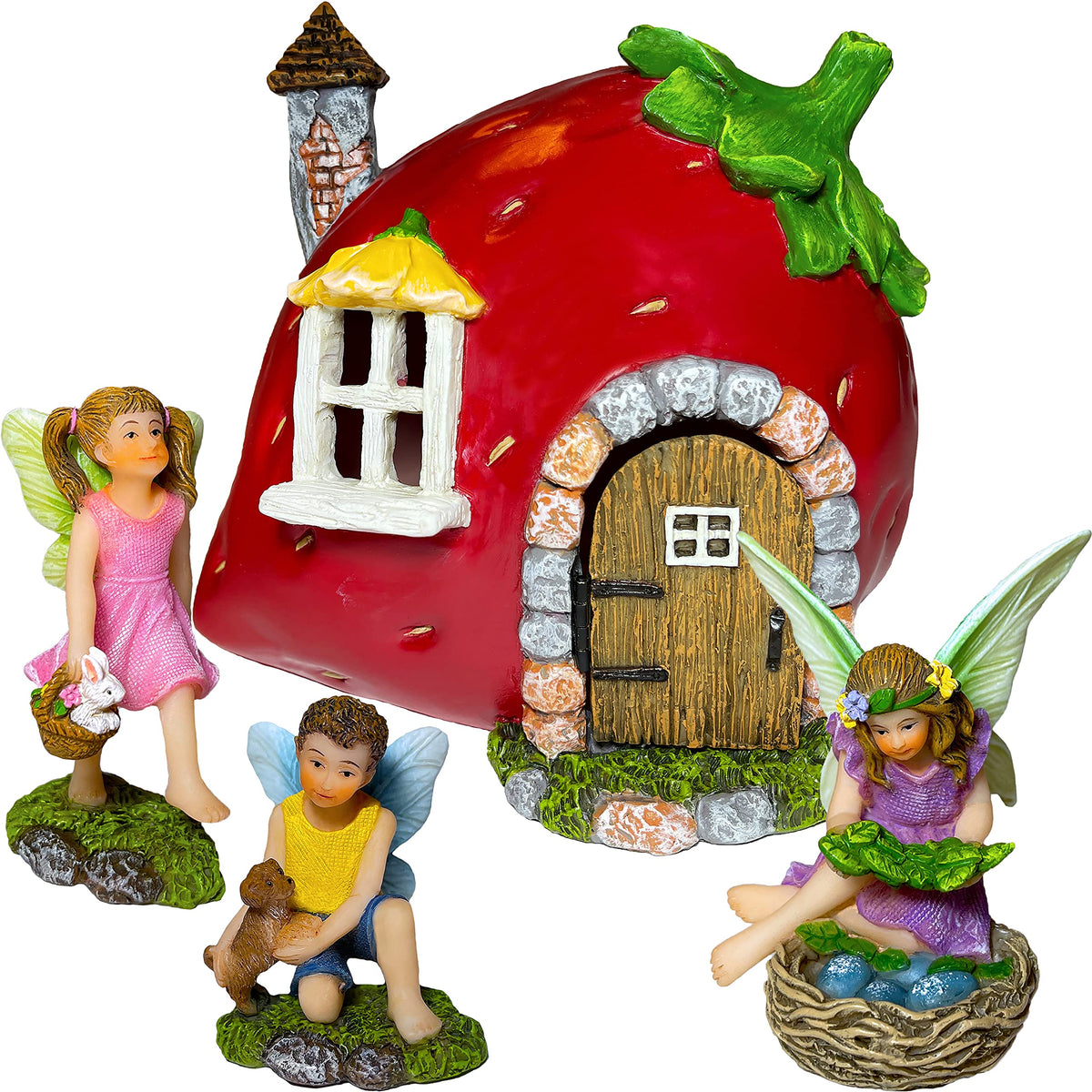 Mood Lab Fairy Garden Strawberry House 1 — resin figurine for outdoor display and whimsical focal point.