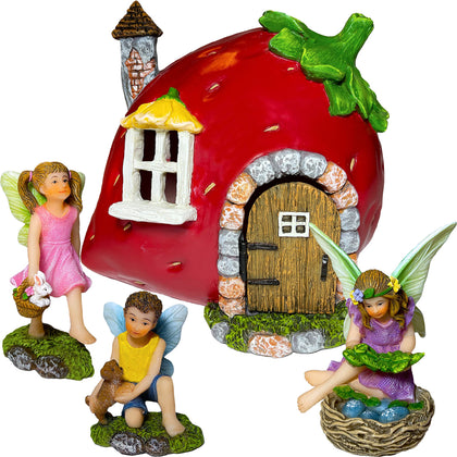 Mood Lab Fairy Garden Strawberry House 1 — resin figurine for outdoor display and whimsical focal point.