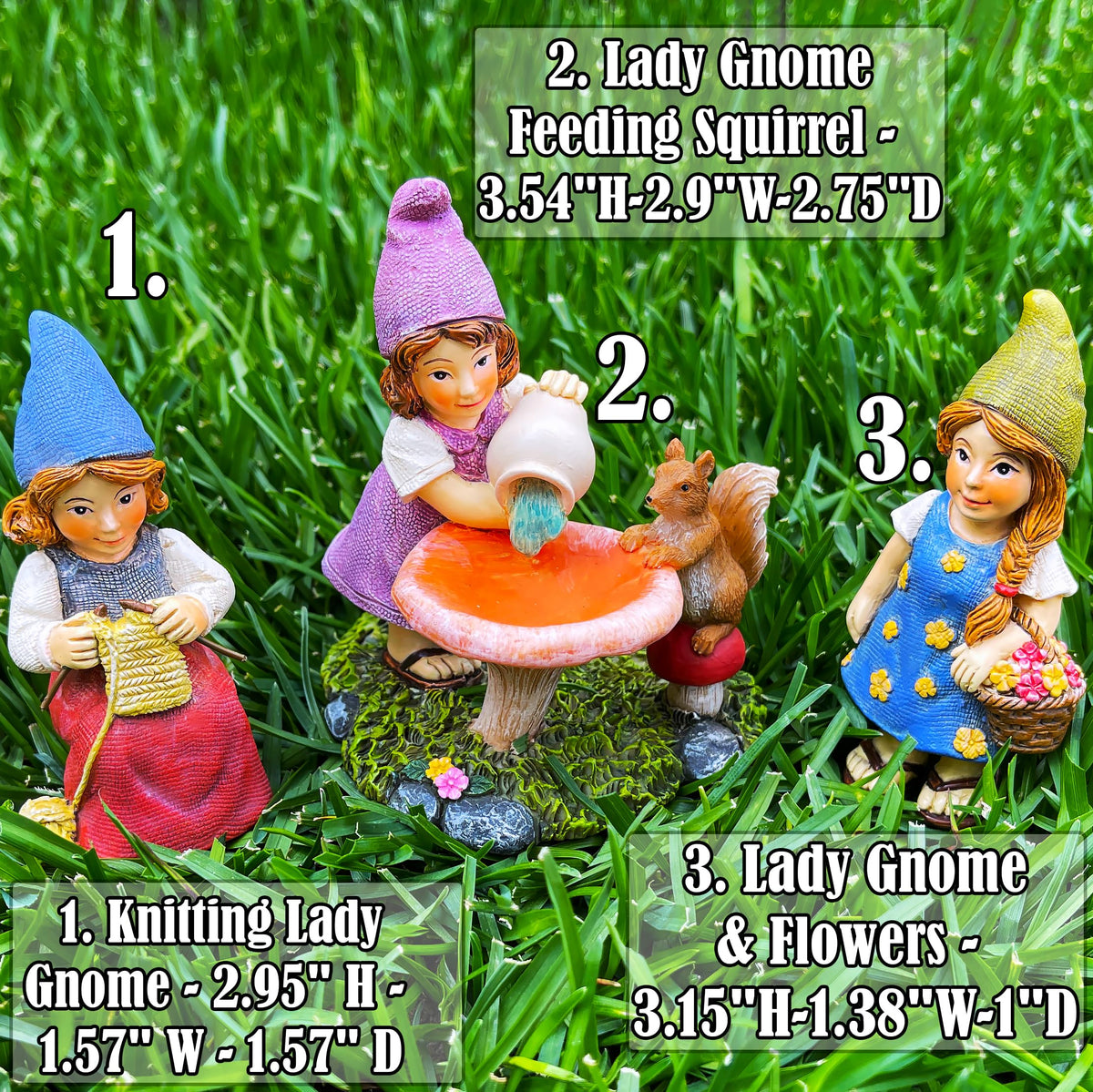 Mood Lab garden gnome lady-3 statue adds charm to lawn corners.