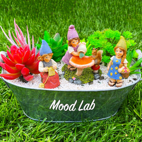Mood Lab garden gnome lady-5 statue offers outdoor durability.