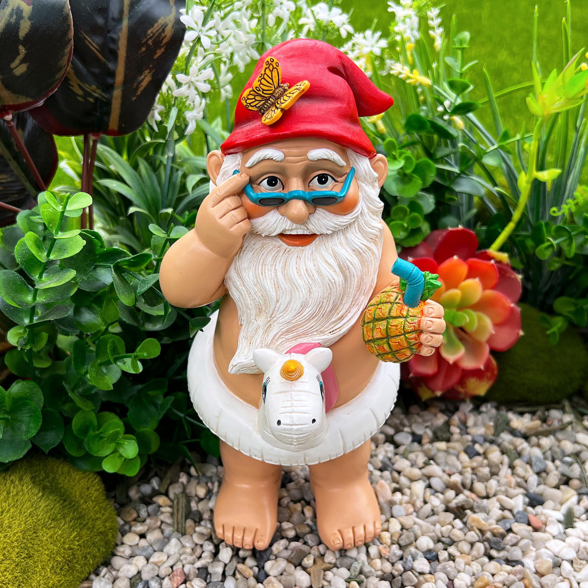 Mood Lab indoor display idea with unicorn gnome for shelves or entry.