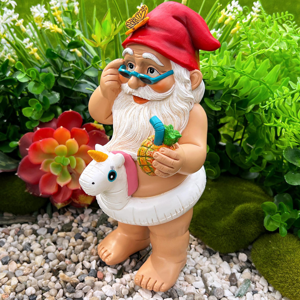 Mood Lab resin figure with sun-protection coating withstands weather in outdoor spaces.
