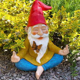 Mood Lab gnome on desk, compact 9.25 inches for small spaces.
