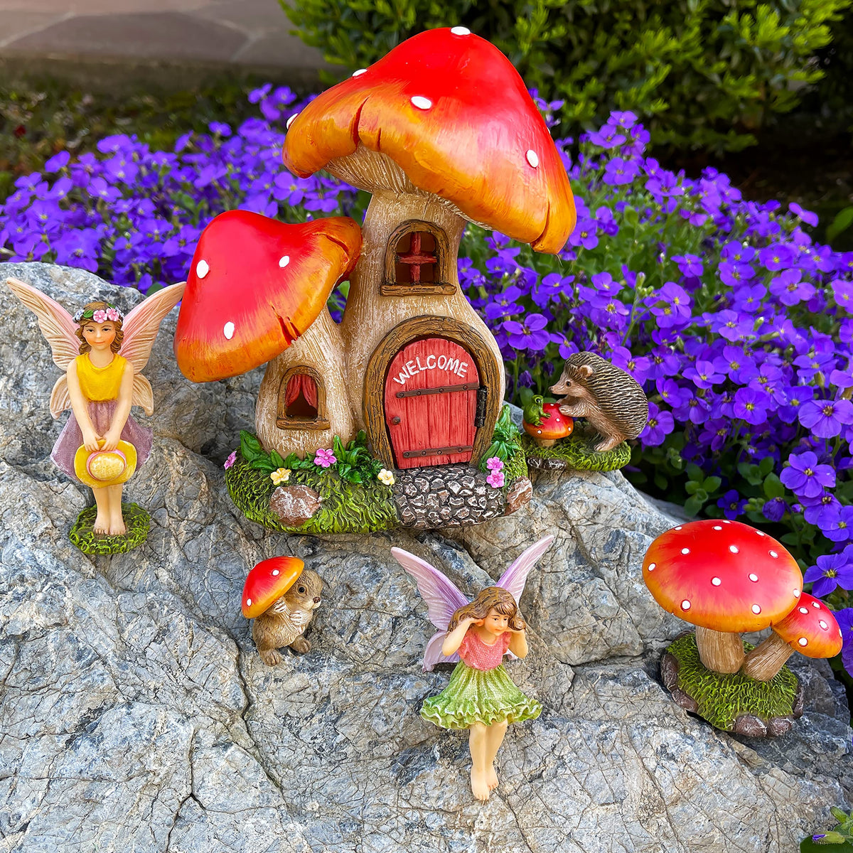 Mood Lab indoor-outdoor decor set complements seasonal garden arrangements.