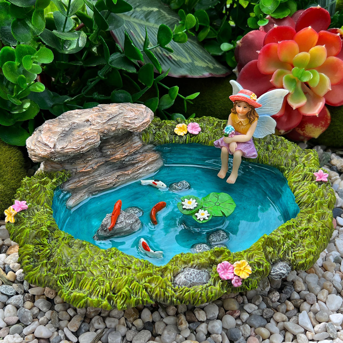 Mood Lab resin pond figurines for indoor or outdoor garden accents.