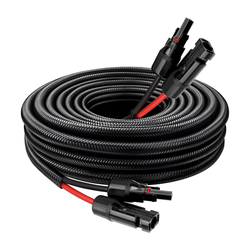 MOOKEERF black 10 AWG solar extension cable with IP68 connectors for outdoor setups