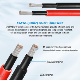 MOOKEERF red 10 AWG solar extension cable with IP68 connectors for outdoor use