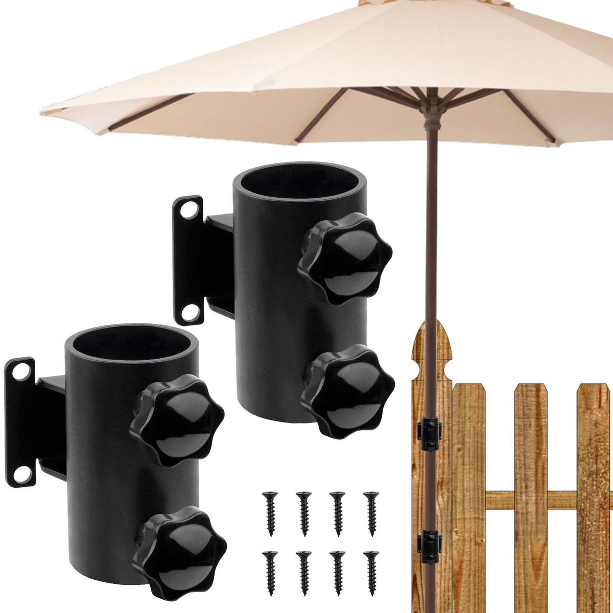 MOOKEERF Umbrella Deck Mount clamps securely to a rail for steady shade.