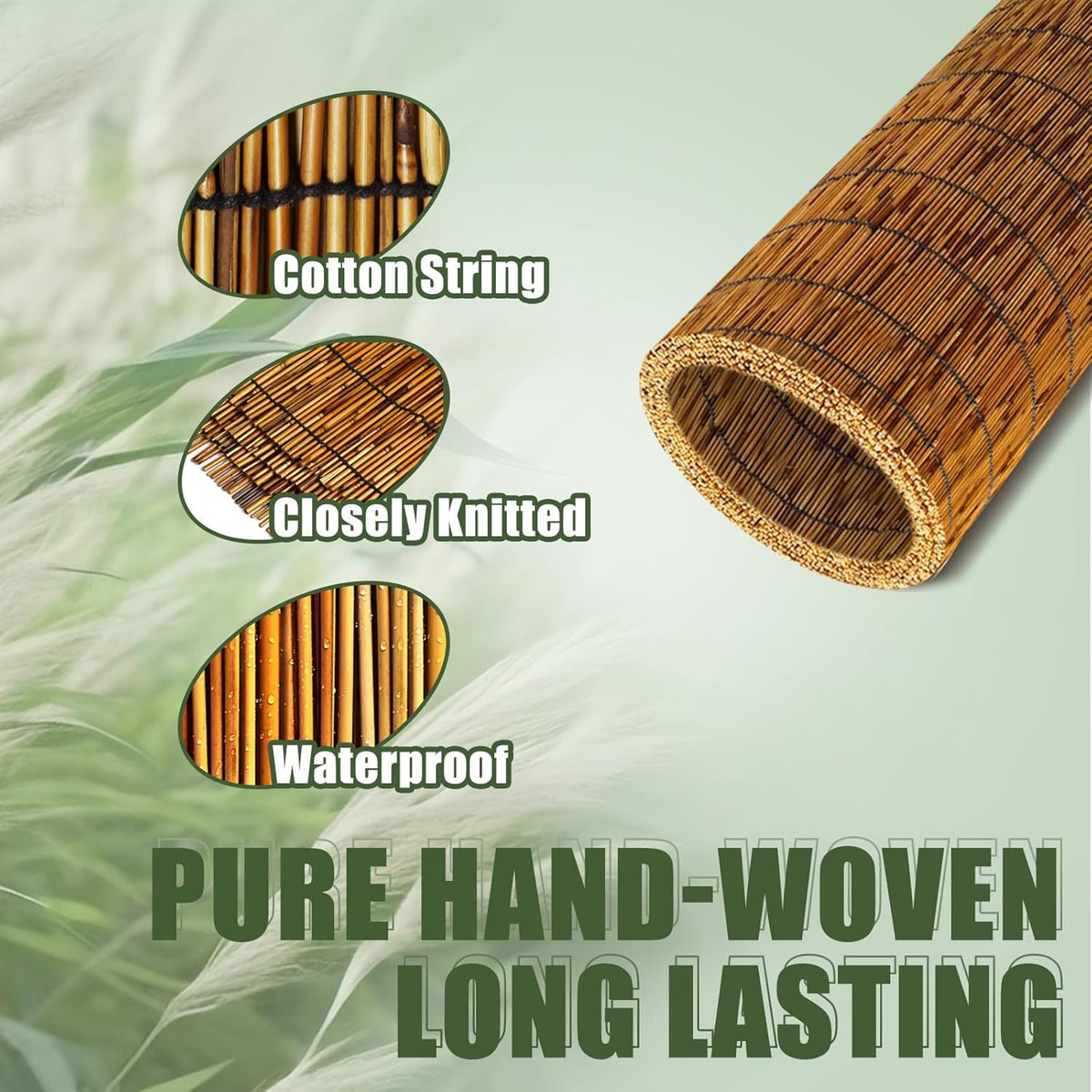 MOOKNAT 4ft high bamboo fence adds balcony privacy.