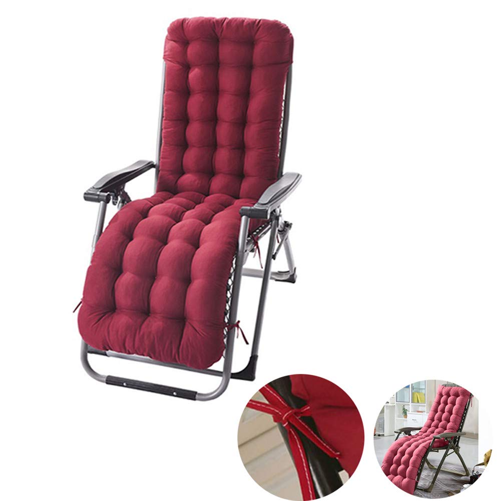 Moonase patio chaise lounger cushion in wine red for outdoor lounging.