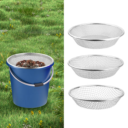 Moonateen soil sifter securely fits a standard 5-gallon bucket for easy use.