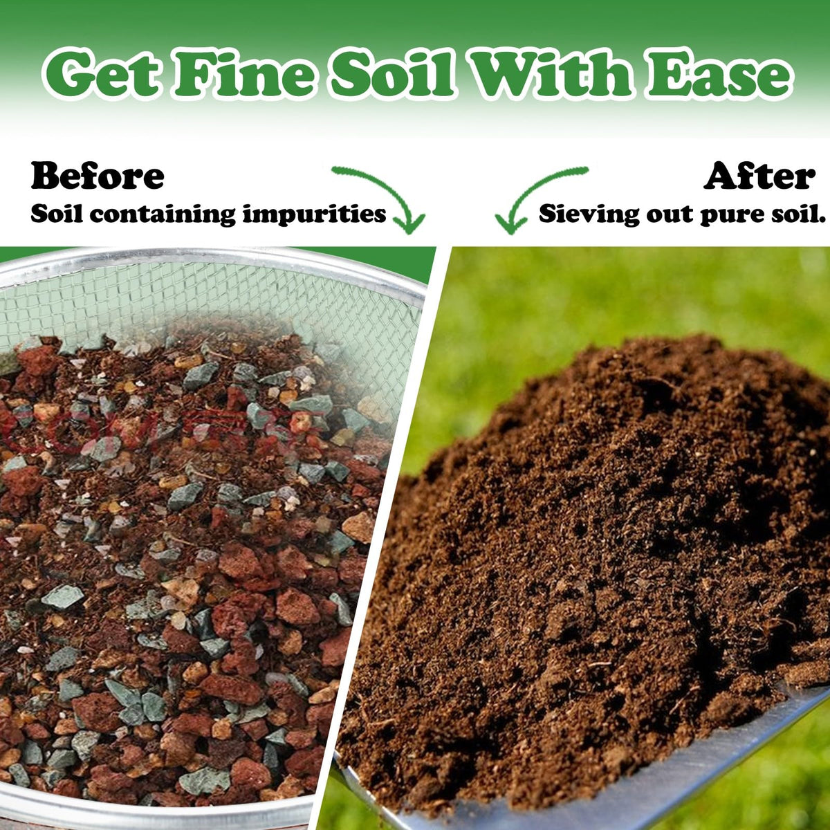 Moonateen sifter uses durable galvanized iron mesh for outdoor garden tasks.