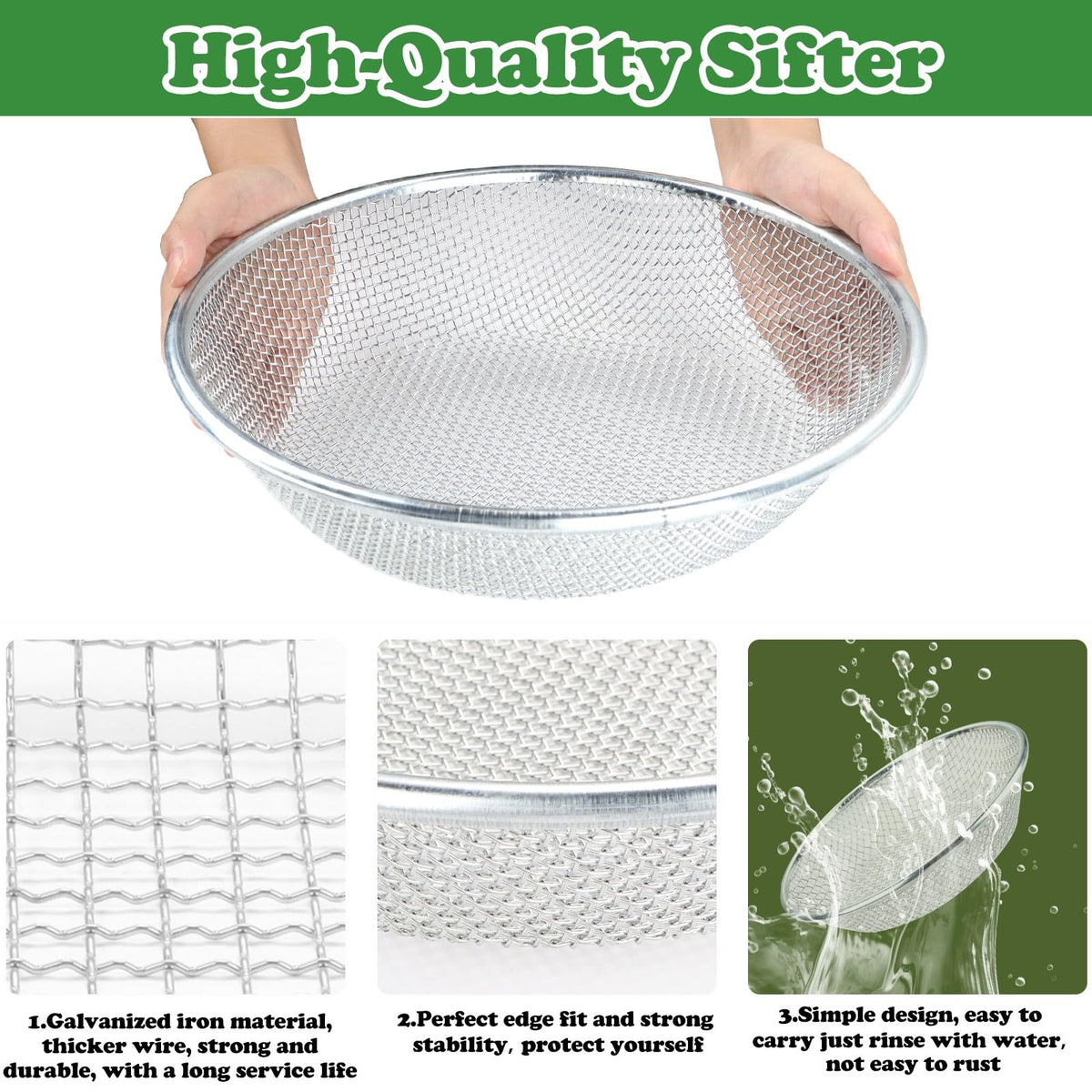 Moonateen sifter features an integrated bottom screen to prevent detachment during use.
