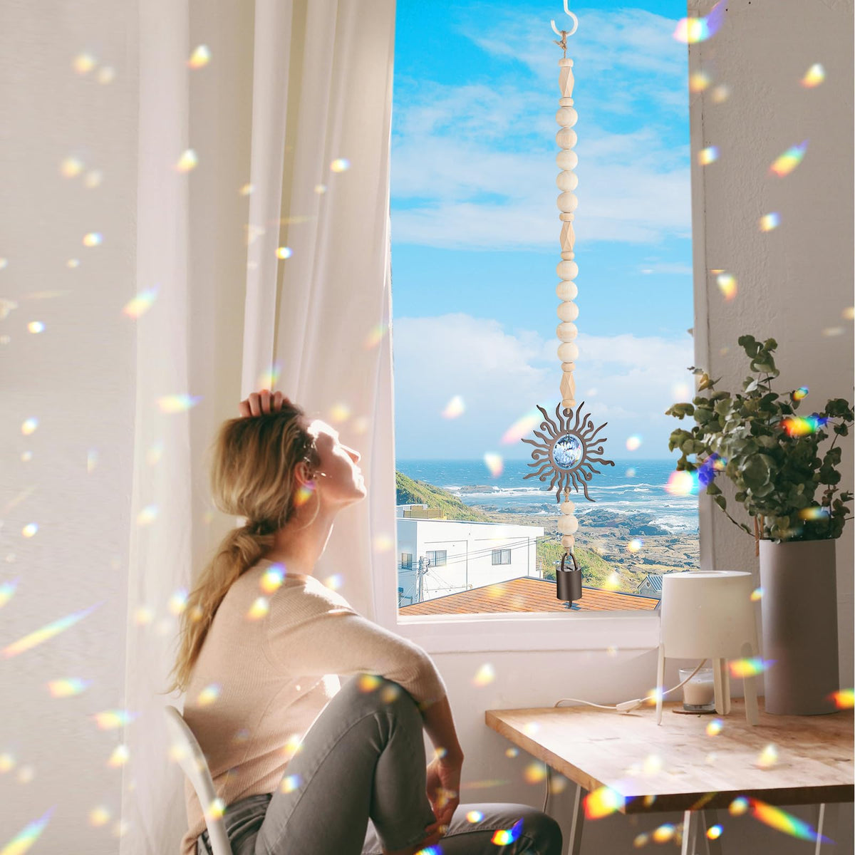Mooncraftlogy crystal prism rainbow for vibrant garden and porch ambiance