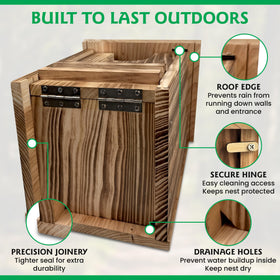 Moonity Fire-Treated Cedar Owl House entrance area with predator protection