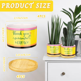 Moonld four-pack ceramic planters with pencil motif ideal for teacher gifts.