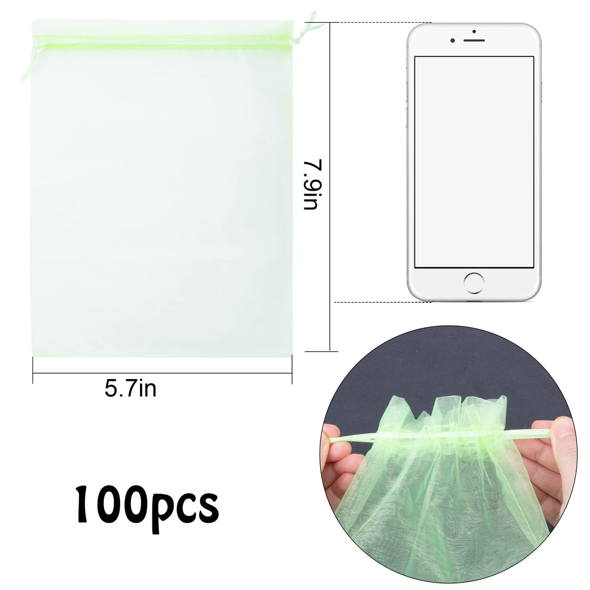 Moonoom drawstring fruit-netting bags provide secure closure for easy reuse.
