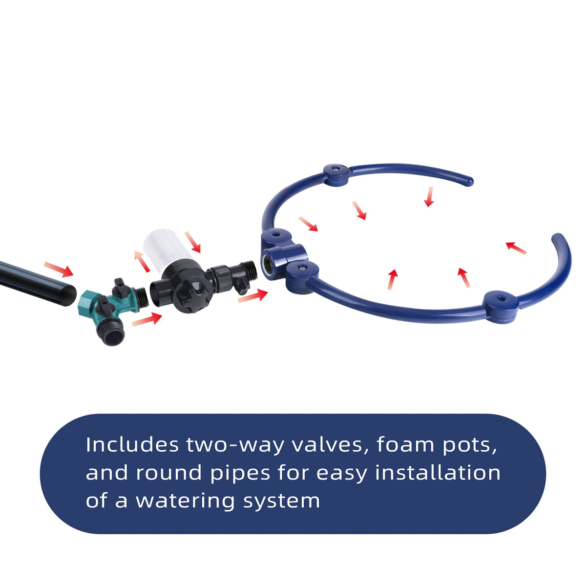 Moonoom adjustable flow valve enables precise irrigation control.