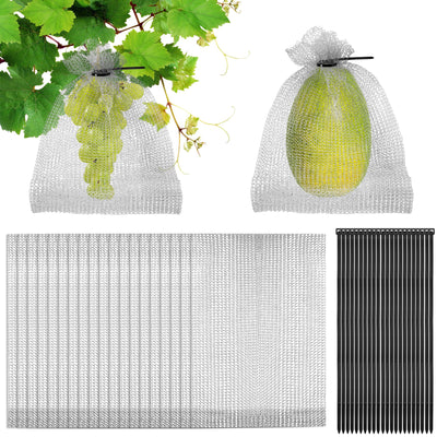 Moonoom fruit protection bag 8x12 in use protecting grapes while promoting airflow
