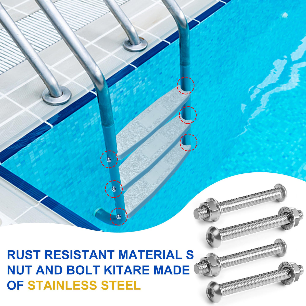 Moonoom ladder bolt length 3.13 inches and 0.3 inch diameter for a reliable fit