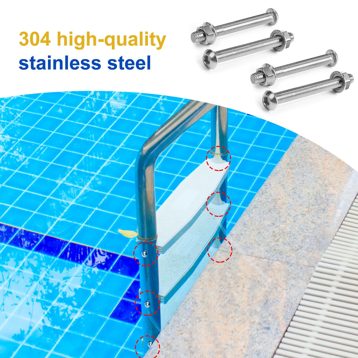 Moonoom bolts ensure a safer and sturdier pool ladder
