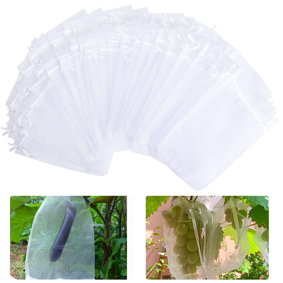 Moonoom organza fruit netting bags protect fruit while allowing sunlight.