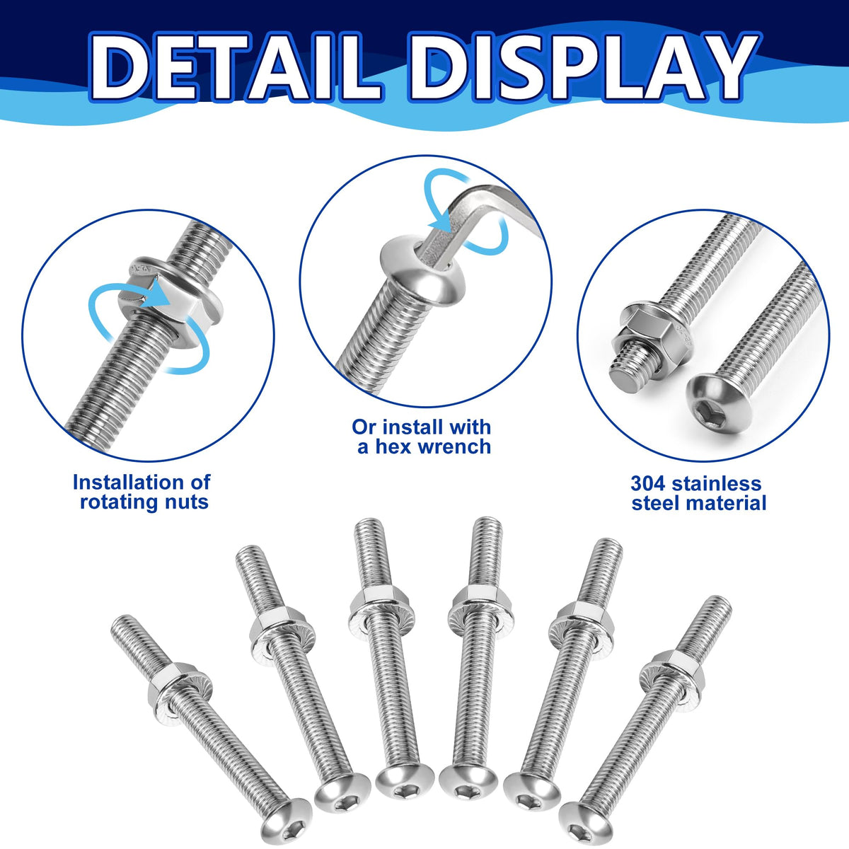 Moonoom threaded bolt head design enables easy wrench installation