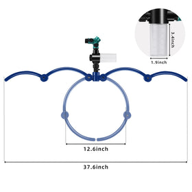 Moonoom tree root watering tool connects to hose for easy drip irrigation.