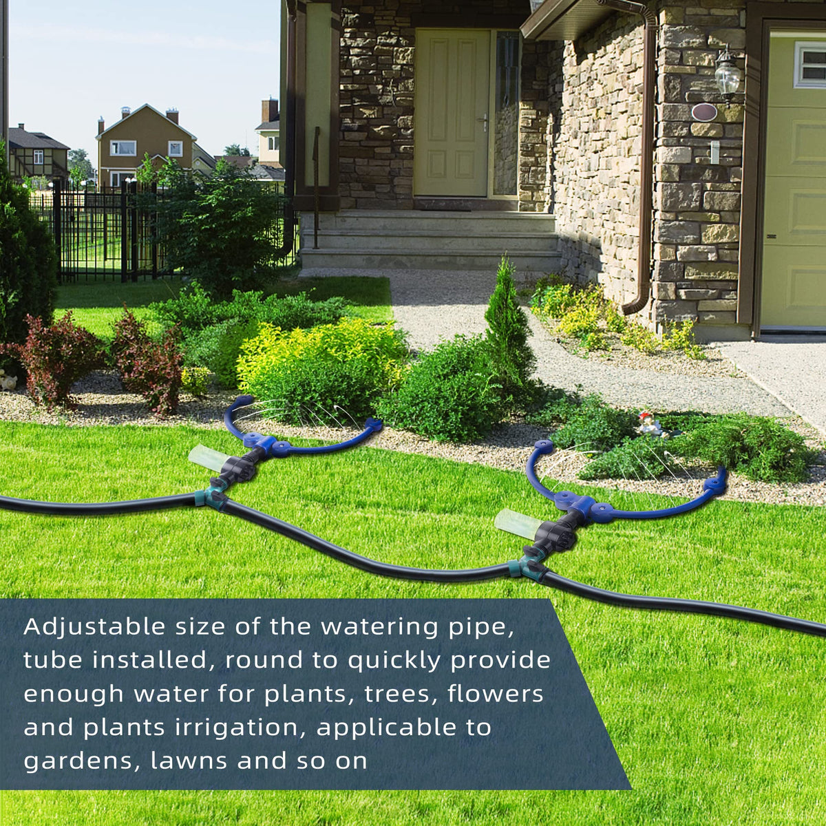 Moonoom wide coverage watering helps garden beds and plants.