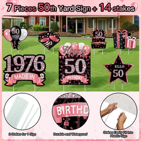 MOORAY lawn party decor in rose gold for 50th birthday celebrations.