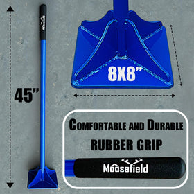 Moosefield 45-inch handle providing long reach for efficient tamping.