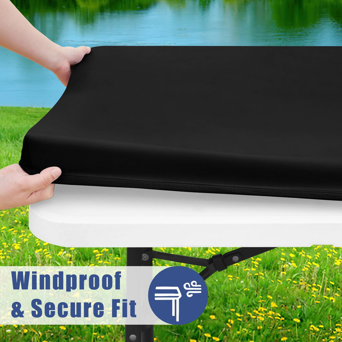 Moosfor waterproof tablecloth beads liquids for easy cleanup.
