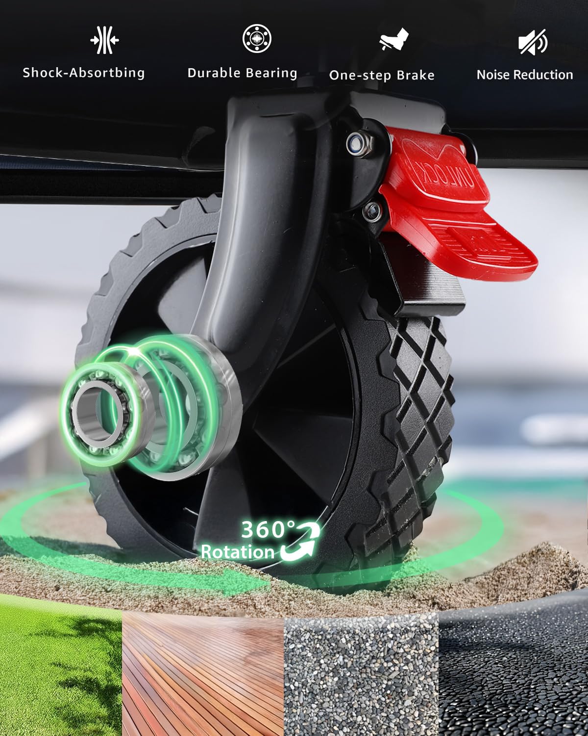 Moothing heavy-duty wheels with bearings for smooth movement