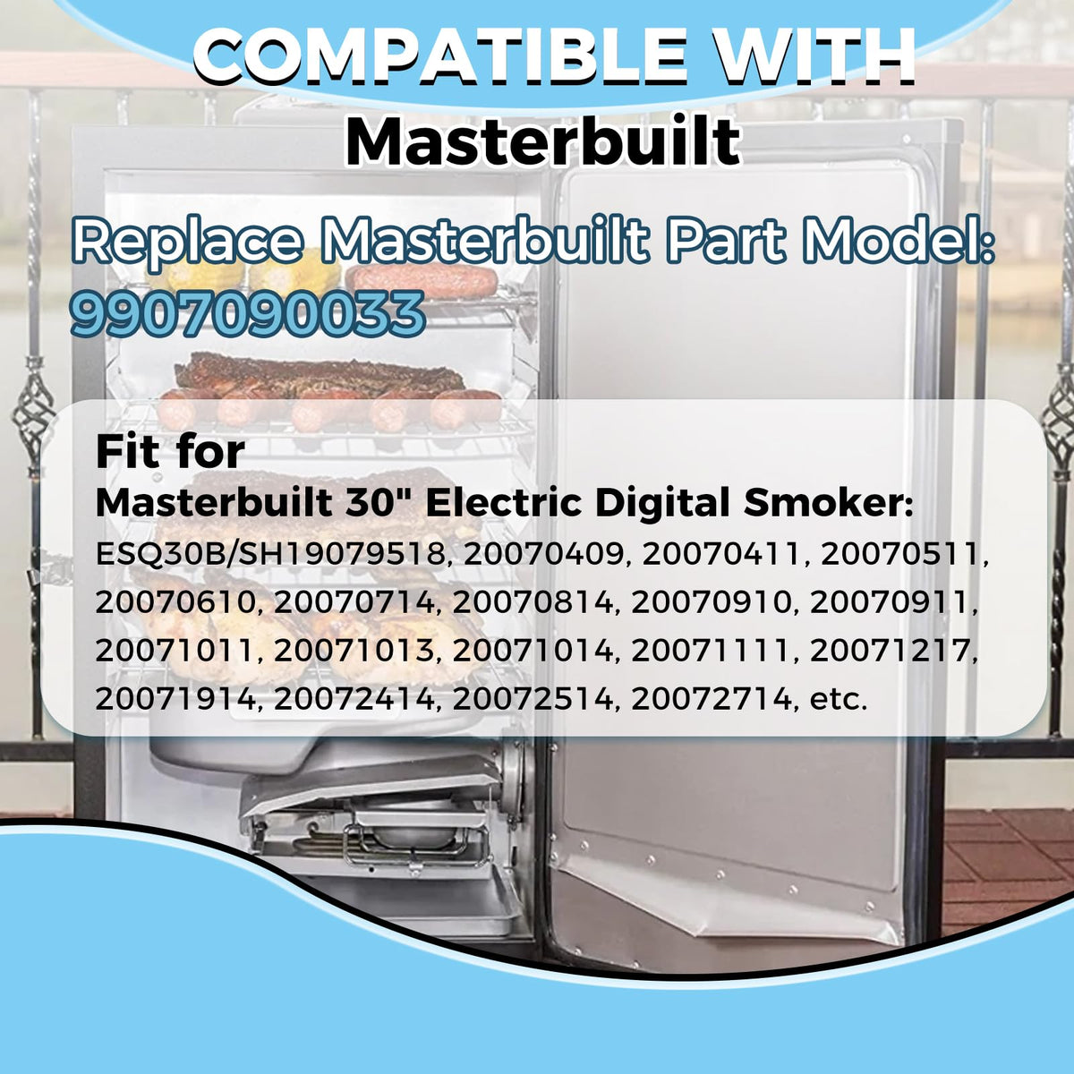 MOOTVGOO kit fits Masterbuilt 30 inch smokers for quick, OEM-style replacement.
