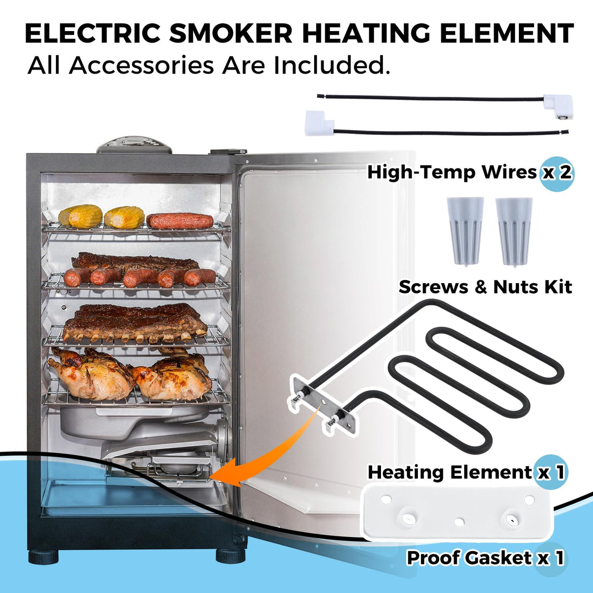 Included wires, screws, and gasket deliver secure wiring during installation.