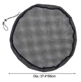 MOPHOEXII drawstring mesh cover secures rain barrels against wind