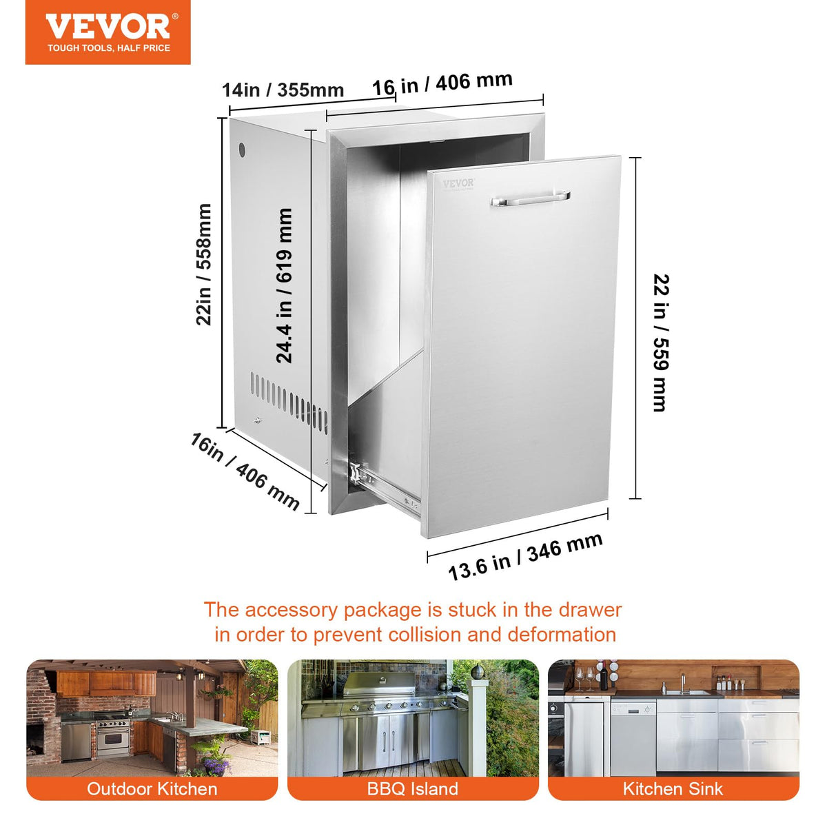 Mophorn heavy-duty stainless steel construction for durability outdoors