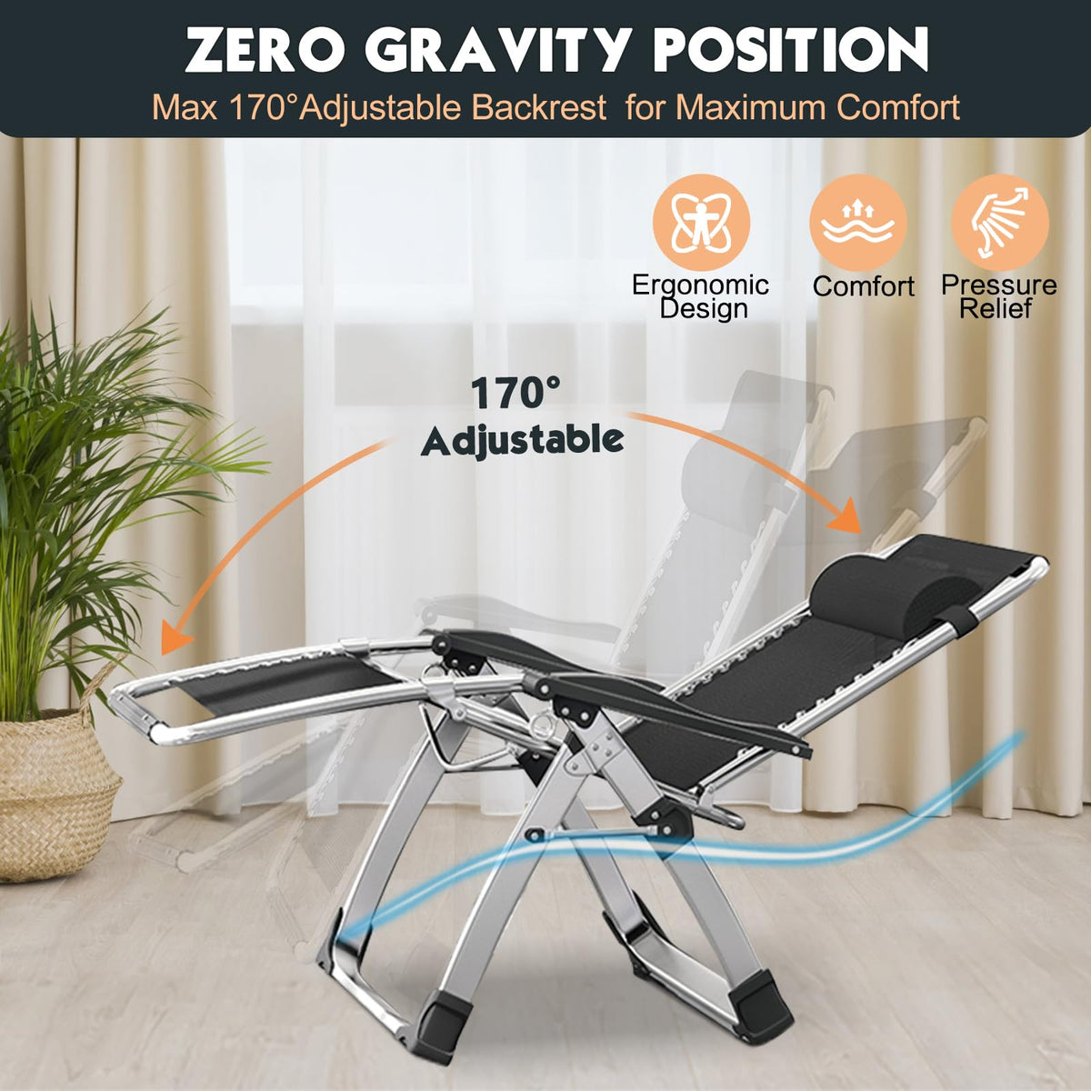 MOPHOTO Zero Gravity Chair breathable mesh keeps you cool outdoors