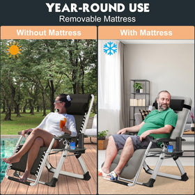 MOPHOTO Zero Gravity Chair removable headrest enhancing neck support