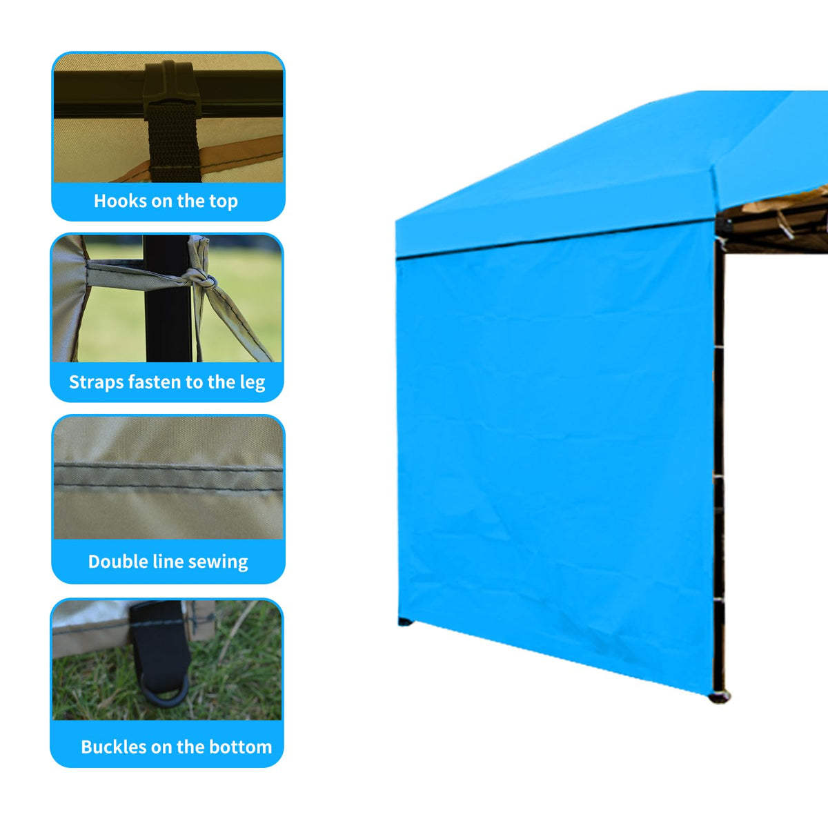 MOQI sky blue canopy wall suitable for multi-use outdoor setups like camping or markets