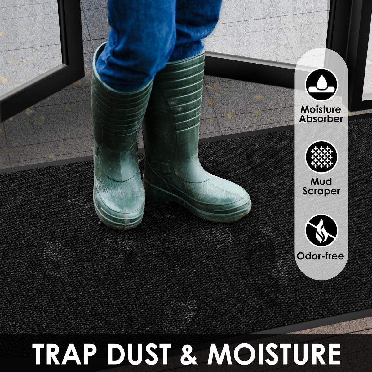 Morefany non-slip rubber-backing mat stays in place for safer entries.