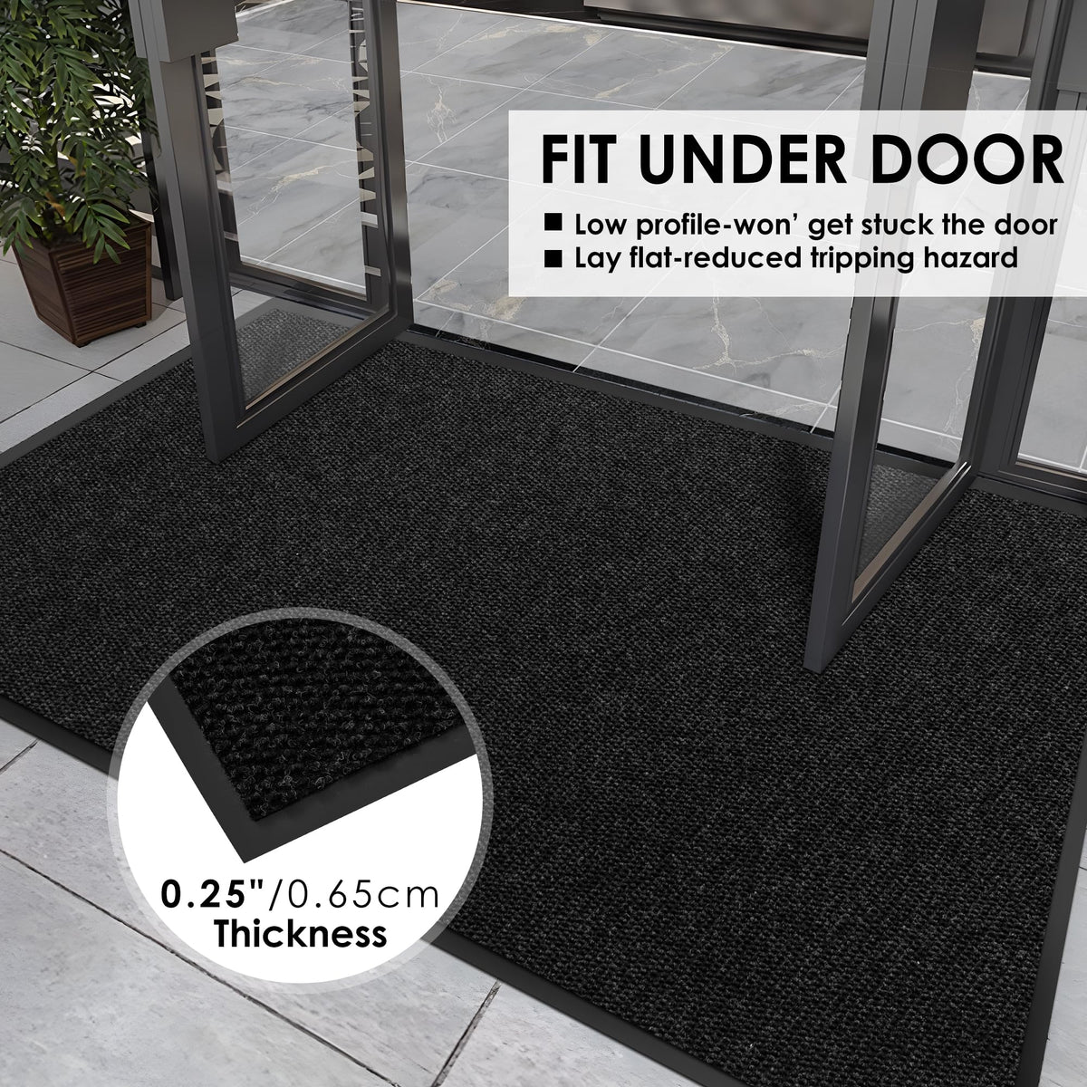 Morefany non-slip rubber backing keeps the mat securely in place.