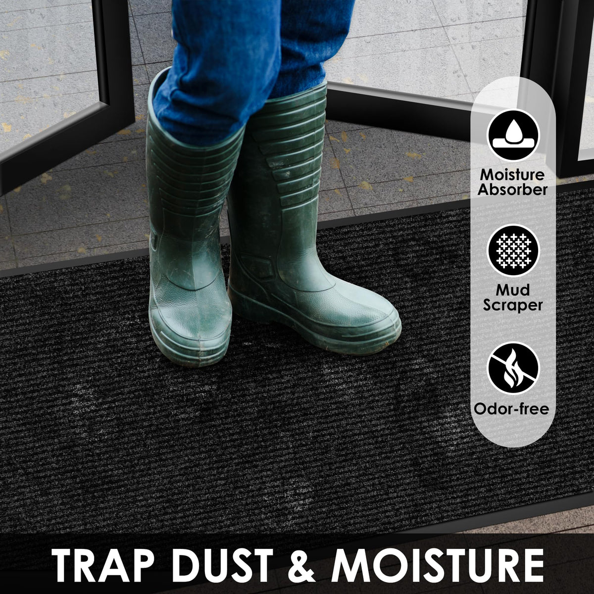 Morefany outdoor indoor doormat low profile design clears door smoothly