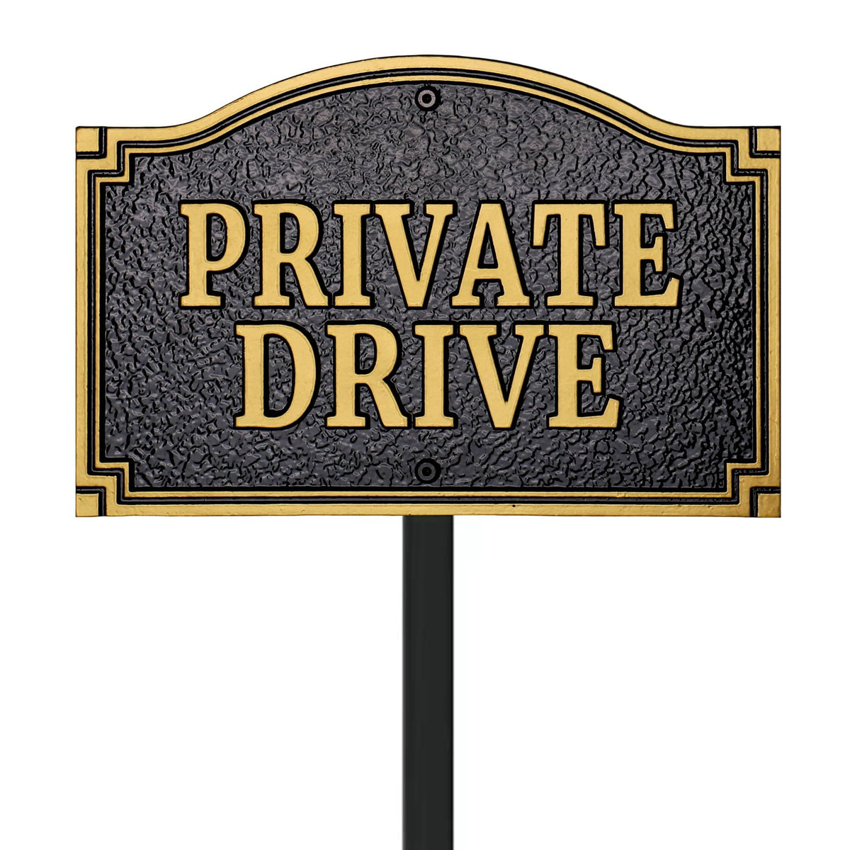 Morgtta private drive sign front view shows durable metal construction.