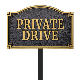Morgtta private drive sign front view shows durable metal construction.
