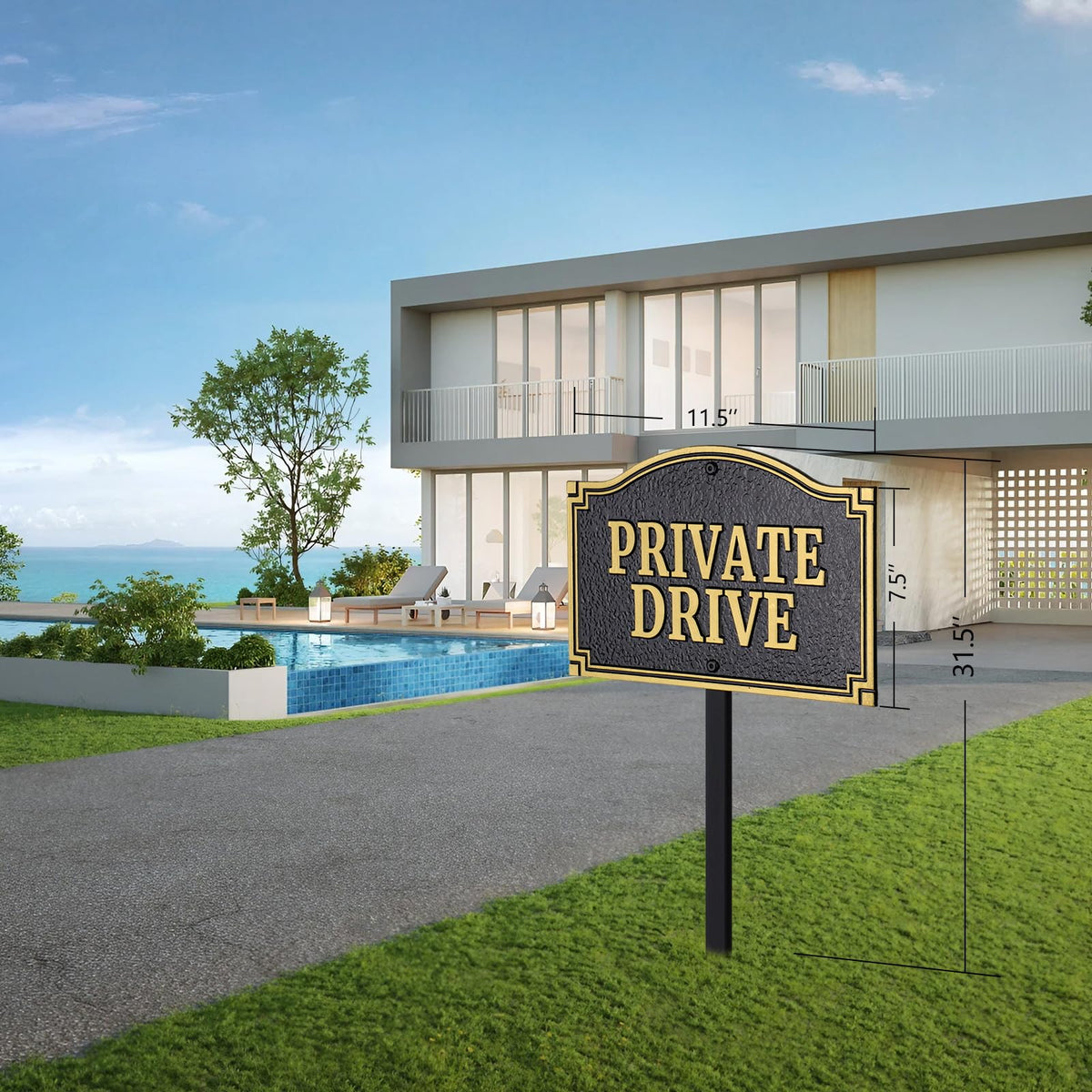 Morgtta private drive sign rustproof aluminum resists outdoor elements.