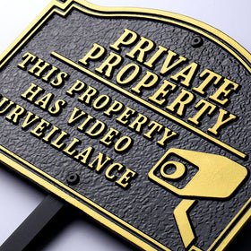 Morgtta Private Property sign front view highlighting video surveillance for clear deterrence.