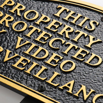 Morgtta private property video surveillance sign embossed plate deters trespassers