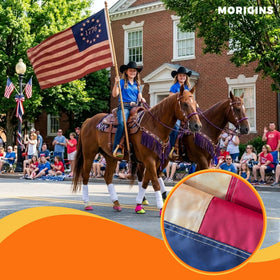 Morigins Betsy Ross flag heavy-duty nylon 420D; colorfast for lasting vibrancy outdoors.